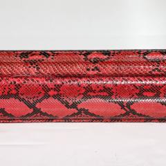 Karl Springer Mid Century Molding Mirror in Red Black Python Leather by Karl Springer - 4654370