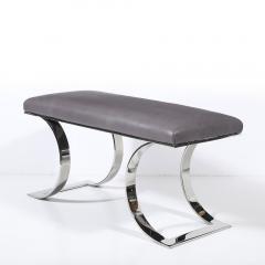 Karl Springer Mid Century Polished Steel Holly Hunt Leather JMF Bench by Karl Springer - 4347260