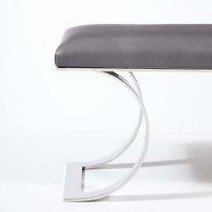 Karl Springer Mid Century Polished Steel Holly Hunt Leather JMF Bench by Karl Springer - 4347262