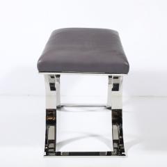 Karl Springer Mid Century Polished Steel Holly Hunt Leather JMF Bench by Karl Springer - 4347263