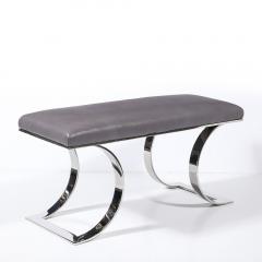 Karl Springer Mid Century Polished Steel Holly Hunt Leather JMF Bench by Karl Springer - 4347265