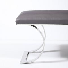 Karl Springer Mid Century Polished Steel Holly Hunt Leather JMF Bench by Karl Springer - 4347266