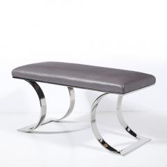 Karl Springer Mid Century Polished Steel Holly Hunt Leather JMF Bench by Karl Springer - 4347268