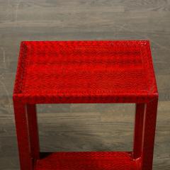 Karl Springer Mid Century Side Table in Smoked Ruby Cobra with Brass Castors by Karl Springer - 4566641