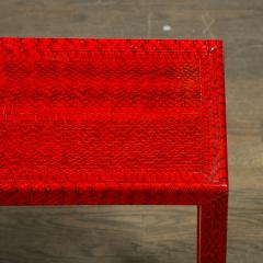 Karl Springer Mid Century Side Table in Smoked Ruby Cobra with Brass Castors by Karl Springer - 4566664