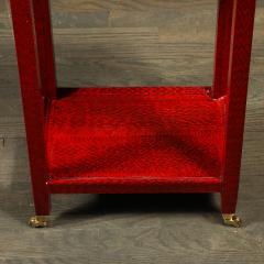 Karl Springer Mid Century Side Table in Smoked Ruby Cobra with Brass Castors by Karl Springer - 4566665