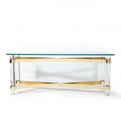 Karl Springer Mid Century X Form Polished Brass Lucite Console Table by Karl Springer - 4622838