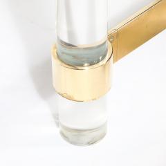 Karl Springer Mid Century X Form Polished Brass Lucite Console Table by Karl Springer - 4622839