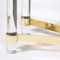 Karl Springer Mid Century X Form Polished Brass Lucite Console Table by Karl Springer - 4622845