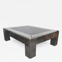 Karl Springer Midcentury Gunmetal and Smoked Glass Karl Springer Coffee Table - 417069