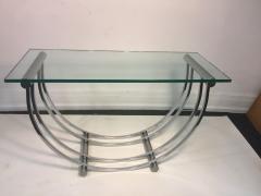 Karl Springer Modern Chrome Art Deco Revival U Band Console - 531993