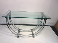 Karl Springer Modern Chrome Art Deco Revival U Band Console - 531998
