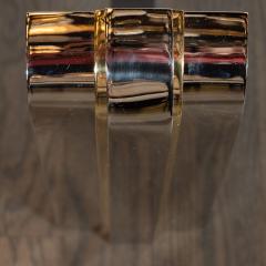 Karl Springer Modernist Art Deco Inspired Nickel and Brass Andirons Manner of Karl Springer - 1579357