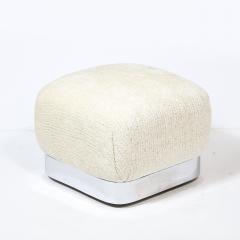 Karl Springer Modernist Chrome Wrapped Bench in Cream Gauffraged Velvet Manner of Springer - 2431372