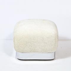 Karl Springer Modernist Chrome Wrapped Bench in Cream Gauffraged Velvet Manner of Springer - 2431374