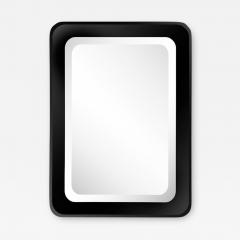 Karl Springer Modernist Streamlined Black Vitrolite Beveled Banded Mirror by Karl Springer - 2812946