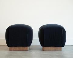 Karl Springer Mohair and Walnut Stools by Karl Springer C 1980s - 4598370