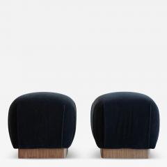 Karl Springer Mohair and Walnut Stools by Karl Springer C 1980s - 4598390