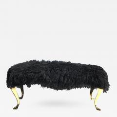 Karl Springer Mongolian Wool Bench Footrest with Cabriolet Brass Legs - 440103