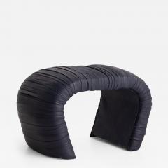 Karl Springer Navy Blue Ruched Leather Waterfall Bench - 2684153