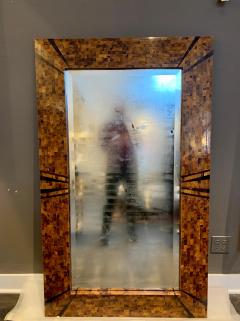 Karl Springer Original Signed Karl Springer Large Wall Hanging Mirror in Tessellated Horn - 4636757