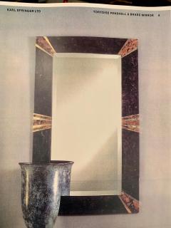 Karl Springer Original Signed Karl Springer Large Wall Hanging Mirror in Tessellated Horn - 4636801