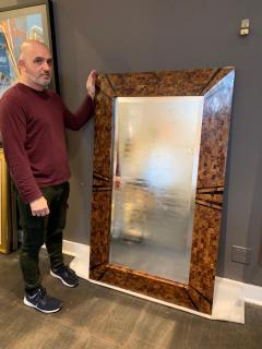 Karl Springer Original Signed Karl Springer Large Wall Hanging Mirror in Tessellated Horn - 4636802