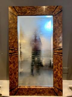 Karl Springer Original Signed Karl Springer Large Wall Hanging Mirror in Tessellated Horn - 4636803