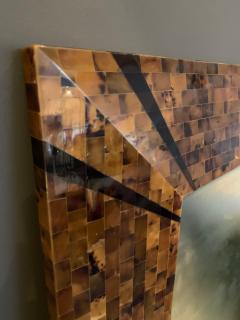 Karl Springer Original Signed Karl Springer Large Wall Hanging Mirror in Tessellated Horn - 4636816