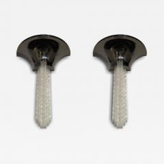 Karl Springer Pair American Modern Glass and Gunmetal Wall Lights Sconces Karl Springer - 4178412