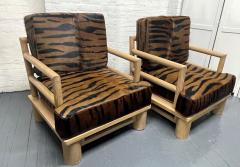 Karl Springer Pair Karl Springer Dowel Wood Lounge Chairs in Zebra Hide - 2289506