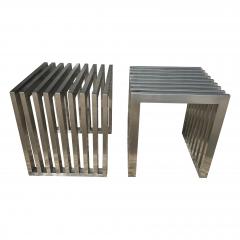 Karl Springer Pair Of Stainless Steel Benches Or Tables - 4265257