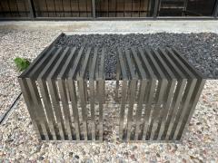 Karl Springer Pair Of Stainless Steel Benches Or Tables - 4265397