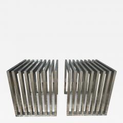 Karl Springer Pair Of Stainless Steel Benches Or Tables - 4267254