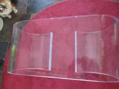Karl Springer Pair Thick Lucite Scroll Cocktail Coffee Tables style of Karl Springer 1970s - 1697088