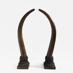 Karl Springer Pair of Bronze Elephant Tusks - 477089