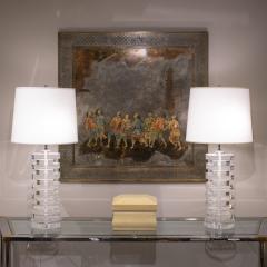 Karl Springer Pair of Chic Table Lamps in Stacked Solid Lucite 1980s - 4025497