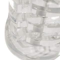 Karl Springer Pair of Chic Table Lamps in Stacked Solid Lucite 1980s - 4025498