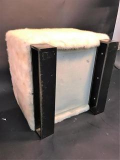 Karl Springer Pair of High End Bronzed Steel White Mink Ottomans in the style of Karl Springer - 452366