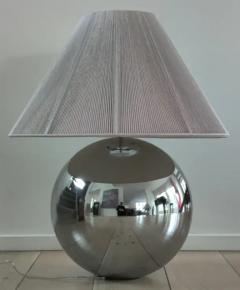 Karl Springer Pair of Karl Springer Chrome and Original Purple String Shade Ball Lamps 1980s - 3155426
