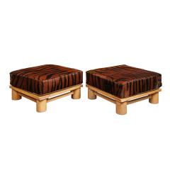 Karl Springer Pair of Karl Springer Dowelwood Ottomans 1980s - 2331299