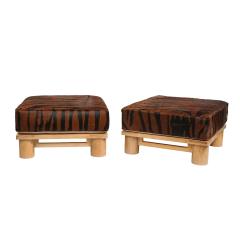 Karl Springer Pair of Karl Springer Dowelwood Ottomans 1980s - 2331300