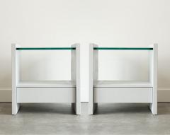 Karl Springer Pair of Karl Springer Lacquered Linen Nightstands circa 1980s - 4540677