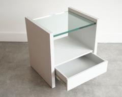 Karl Springer Pair of Karl Springer Lacquered Linen Nightstands circa 1980s - 4540680