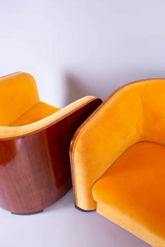 Karl Springer Pair of Karl Springer Mahogany Club Chairs - 970090