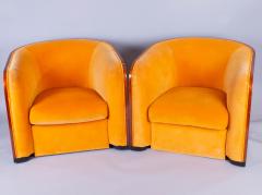 Karl Springer Pair of Karl Springer Mahogany Club Chairs - 970091