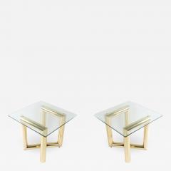 Karl Springer Pair of Karl Springer Tubular Brass Z Tables with Glass Tops - 1444905