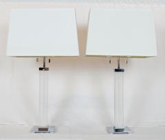 Karl Springer Pair of Lucite Chrome Table Lamps - 2684434