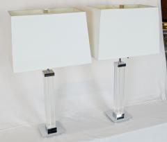 Karl Springer Pair of Lucite Chrome Table Lamps - 2684435