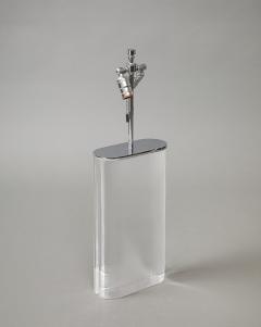 Karl Springer Pair of Lucite Lamps with Chrome Shades - 4587802